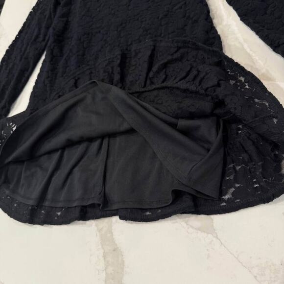 Wild Fable NWT Romantic Babydoll Lace Long Sleeve Mini Dress Womens Large Black - Picture 5 of 8